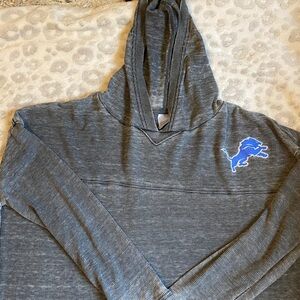 detroit lions waffle knit hoodie womens dark gray nfl apparel cropped